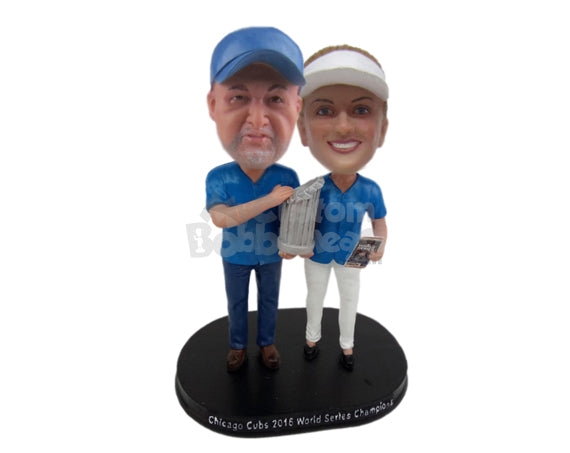 Custom Bobblehead Baseball Champion Proud Couple Holding Major League Trophy - Wedding & Couples Couple Personalized Bobblehead & Cake Topper Custom Bobblehead Baseball Champion Proud Couple Holding Major League Trophy - Wedding & Couples Couple Personalized Bobblehead & Cake Topper